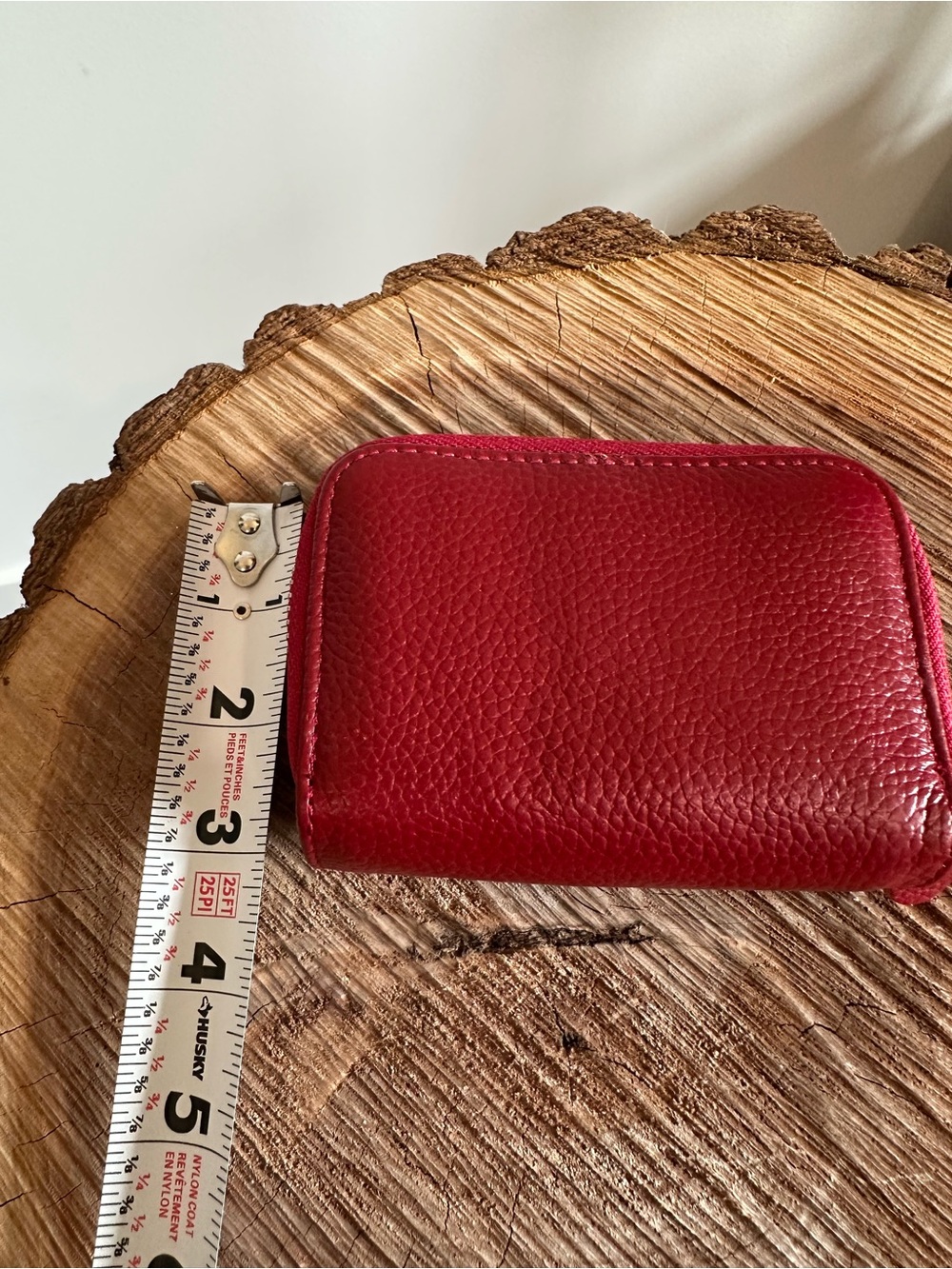 Double Zip Small Wallet Coin Pouch - Red - Picture 8 of 9